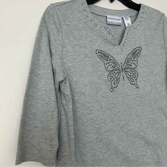 Alfred Dunner Butterfly Rhinestone Blouse - Picture 3 of 12